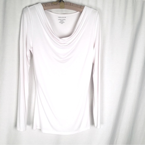 White Cowl Neck Long Sleeve Top - Picture 2 of 8
